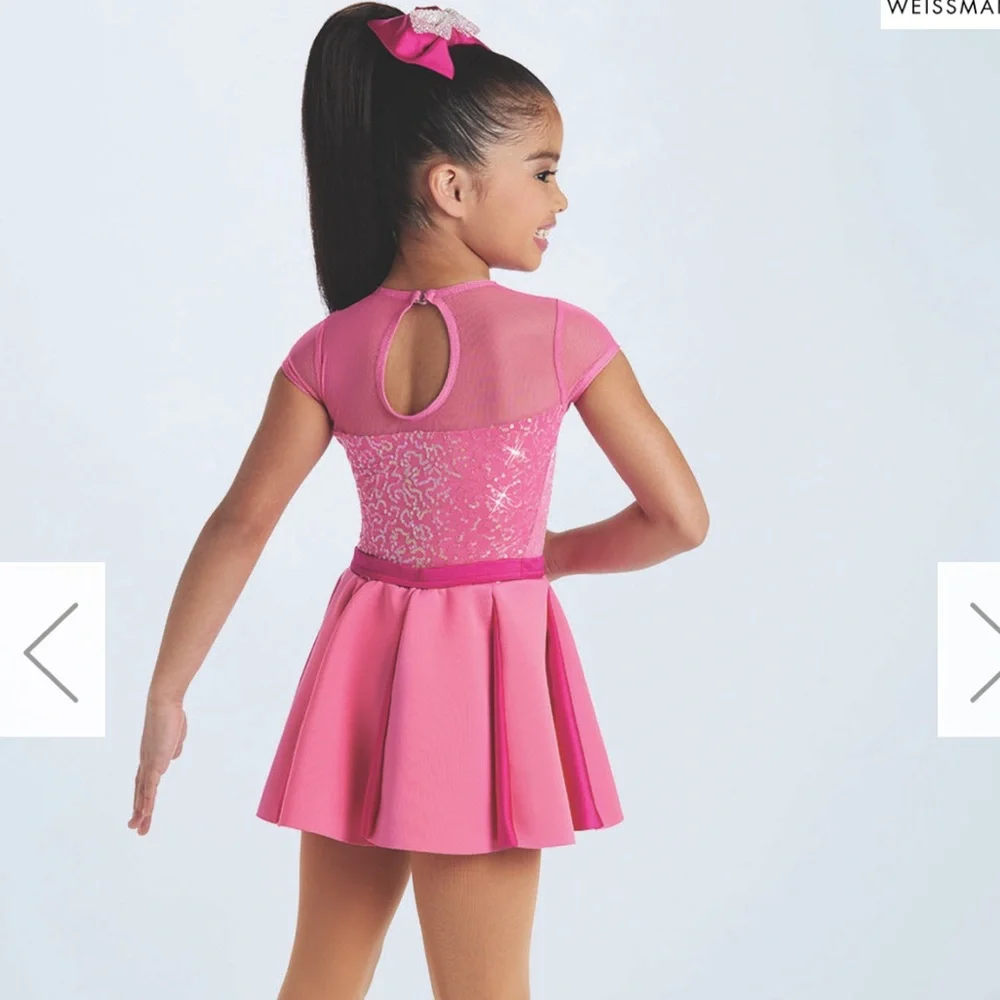 Weissman Never Gonna Not Dance Again Pink Dance Dress Costume XS Child Sequin